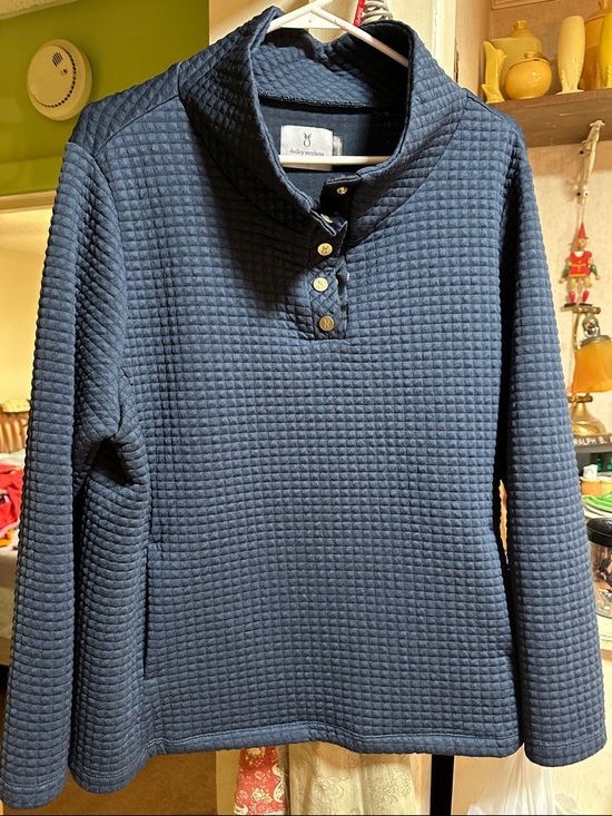 Dudley Stephens Sweaters - Dudley Stephens Quilted Turtleneck Pullover - Navy